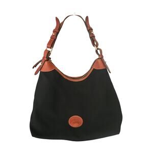 Dooney & Bourke Nylon Erica Hobo Shoulder Bag Black Structured Canvas Leather